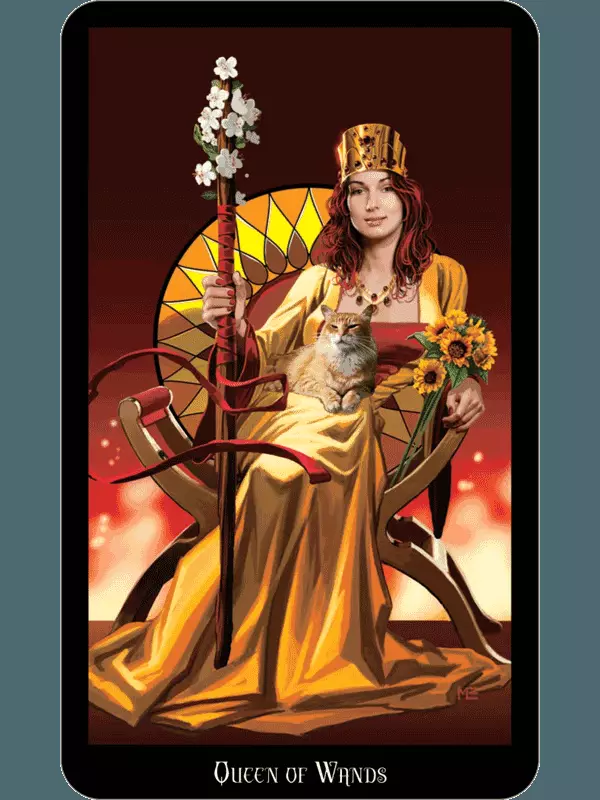 Nirxa nexşeya Queen of Wands (karmend) tarot 1621_2