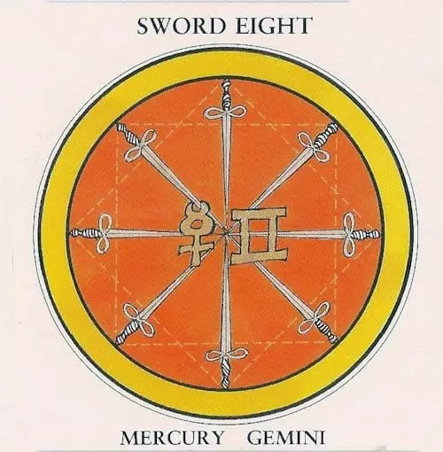 Osem mečev, kar pomeni tarot