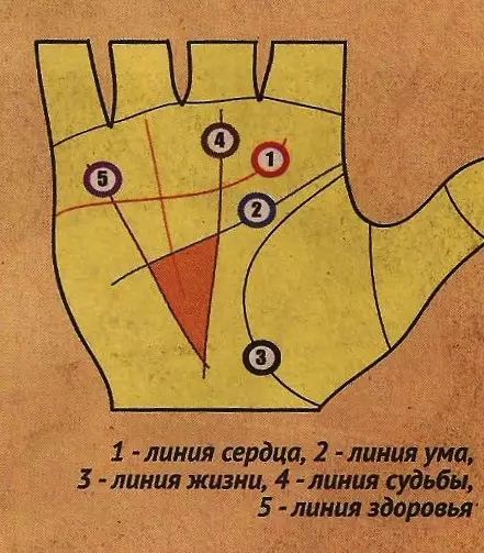 τρίγωνο στο χέρι του chiromantia