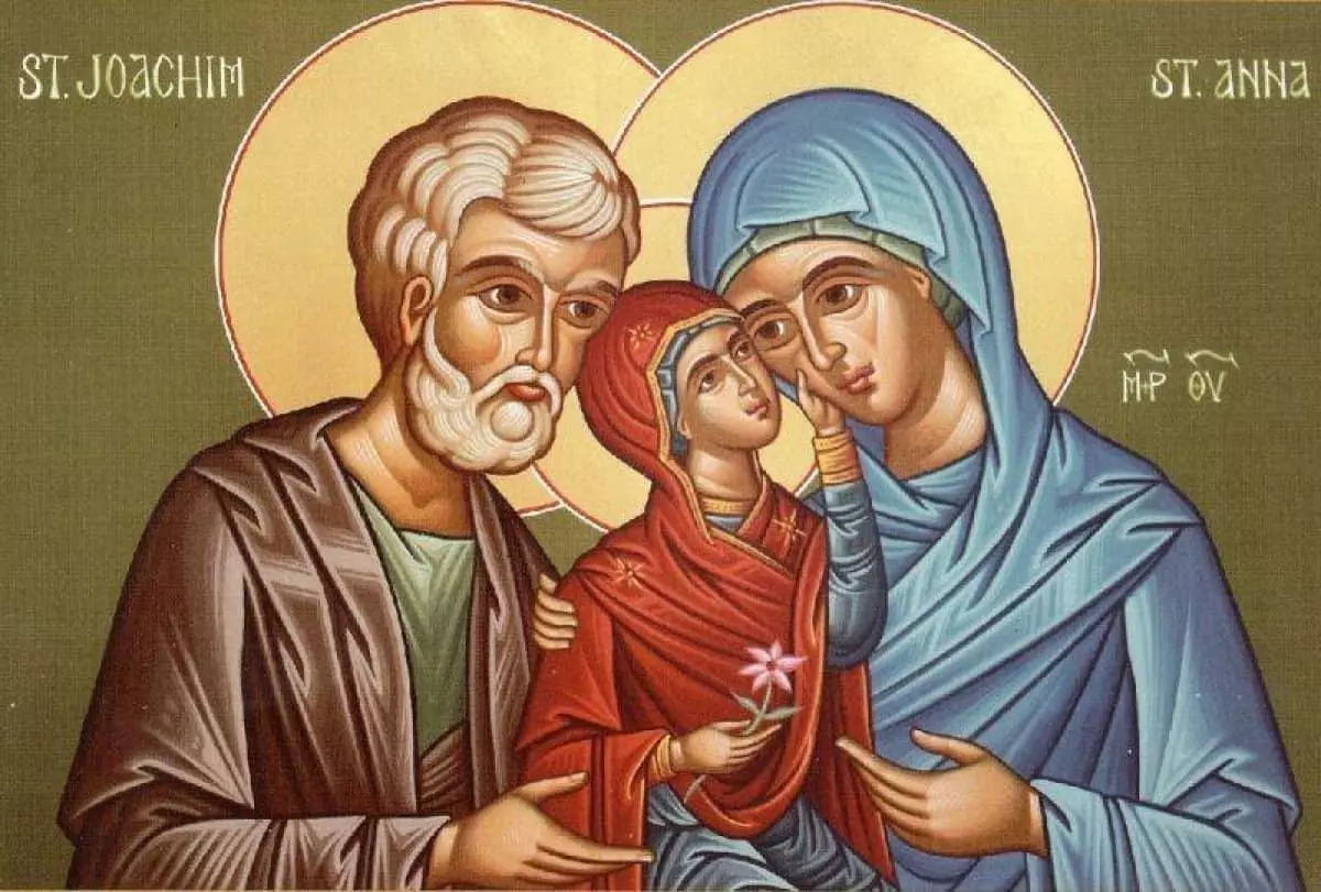 Virgin Mary gyda rhieni - Anna a Joakim