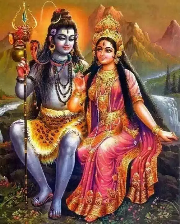 Divine Parvati at Shiva.