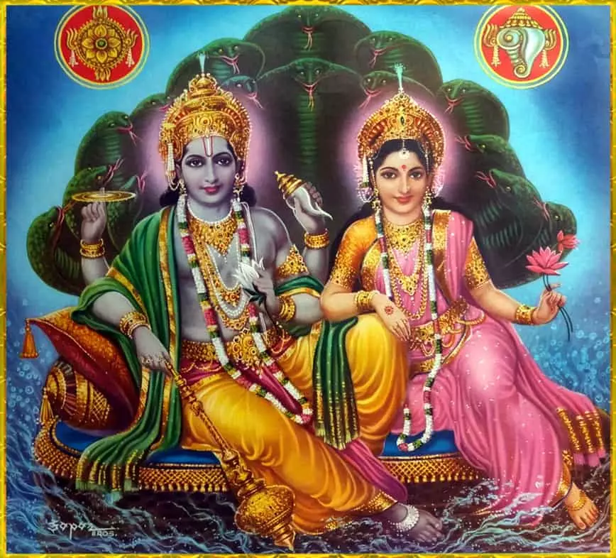 Vishnu en Lakshmi