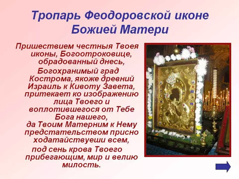 Икона на Meodor на Божията Майка: снимка, описание, смисъла, това, което помага, молитви 5009_3