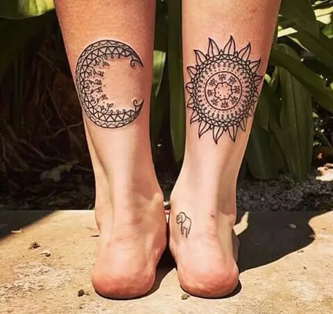 Tatuaggio Moon e il sole è molto popolare
