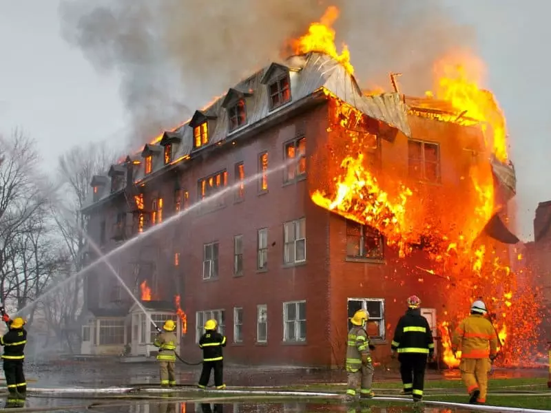 The building is burning